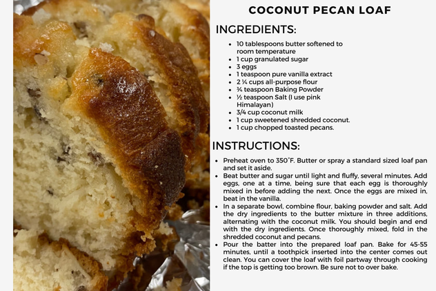 Coconut Pecan Loaf, Pecan Loaf Recipes, Brunch Loaves, Delicious Pecan Loaf, Coconut Pecan Bread, Breakfast Breads, Sweet Yellow Bakes, Sweet Yellow Cornbread