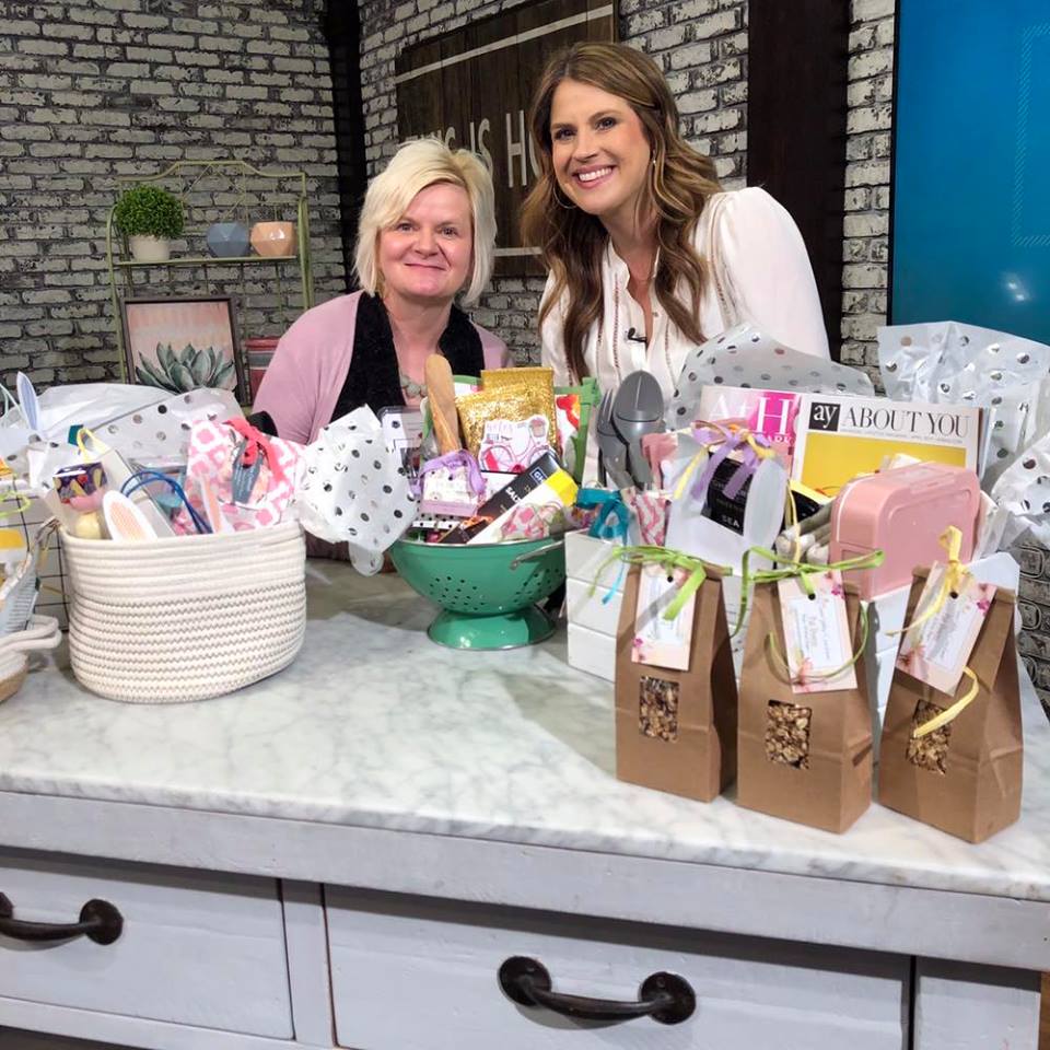 Pat sharing Easter Basket Ideas for Adults/Teens on KTHV 11 The Vine, Sweet Yellow Cornbread, A Southern Lifestyle Blog, Arkansas Lifestyle and Food Blog, Sweet Yellow Cornbread